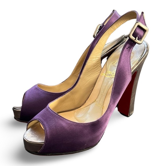 Louboutin Purple Slingback Heels Made in Italy EU 37 - Picture 1 of 10